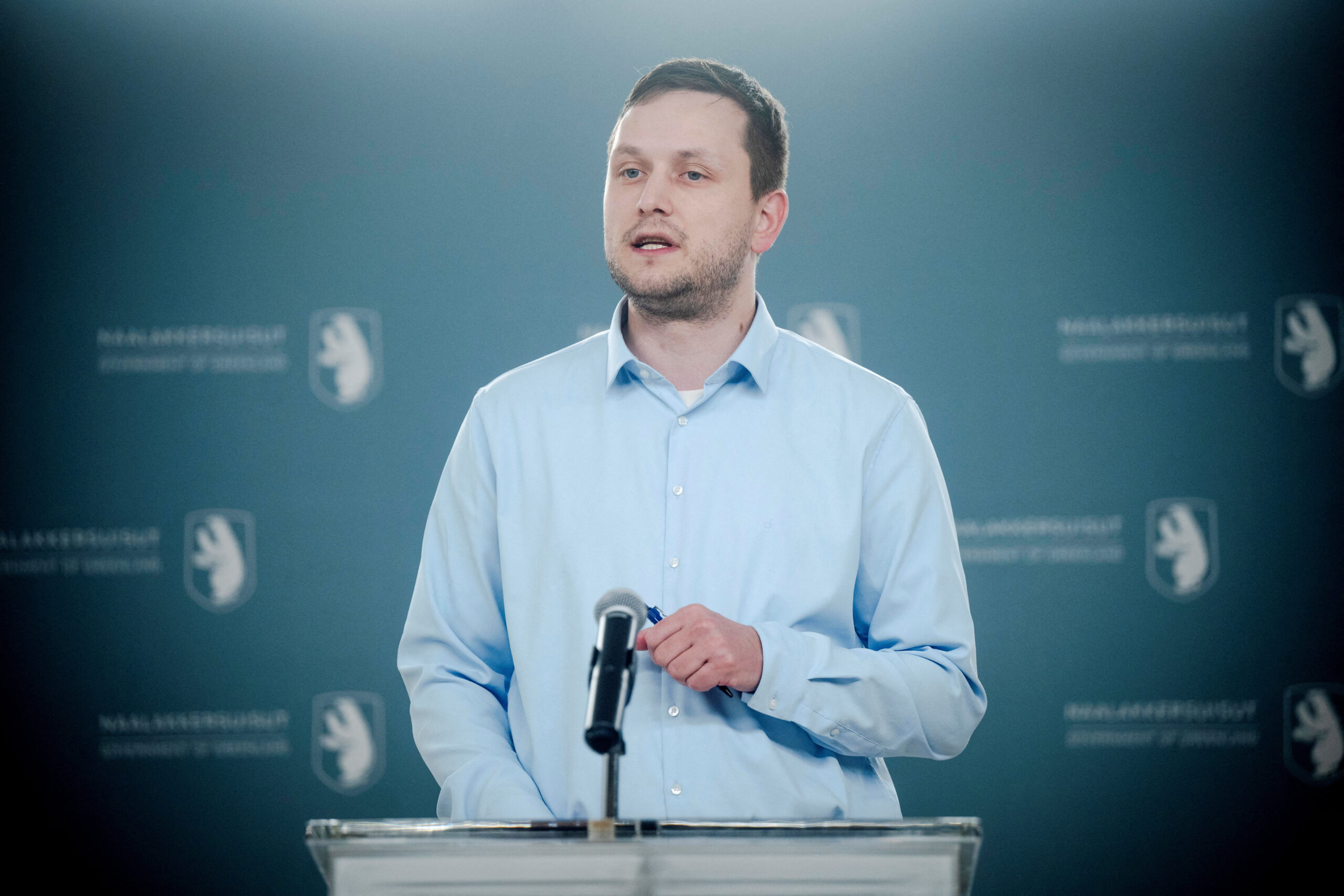 The Chairman of the Naalakkersuisut Jens-Frederik Nielsen holds a press conference in Nuuk