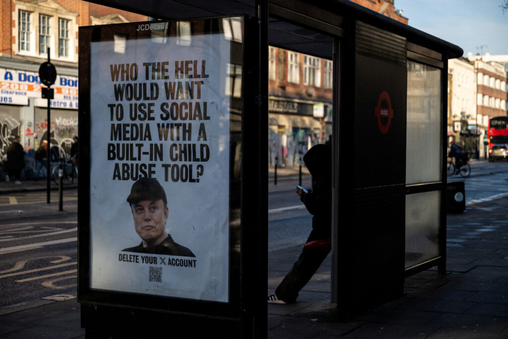 Billboard protest calls to boycott X, in London