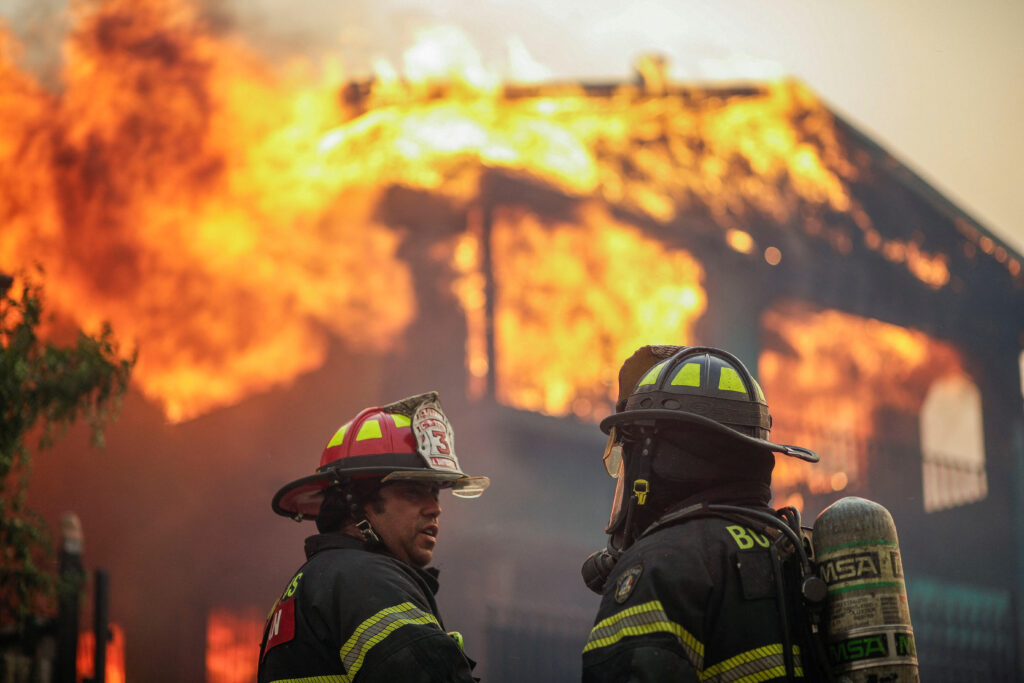 Wildfire burns in Chile
