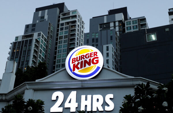 FILE PHOTO: A Burger King logo is seen outside a restaurant in Bangkok