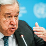 United Nations Secretary-General Antonio Guterres speaks during a press conference in New York