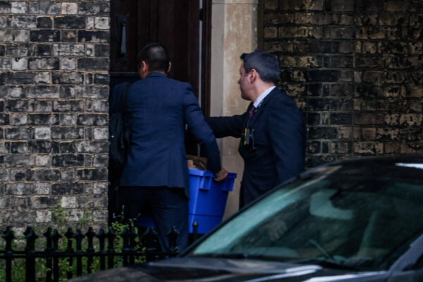 Scene outside a reported residence of former British ambassador to the U.S. Peter Mandelson, in London