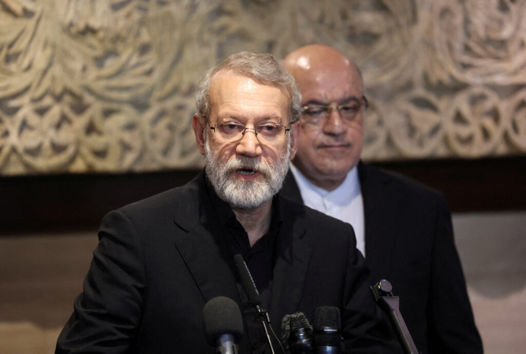FILE PHOTO: Iran’s Supreme National Security Council Secretary Ali Larijani speaks after meeting with Lebanese Parliament Speaker Nabih Berri, in Beirut