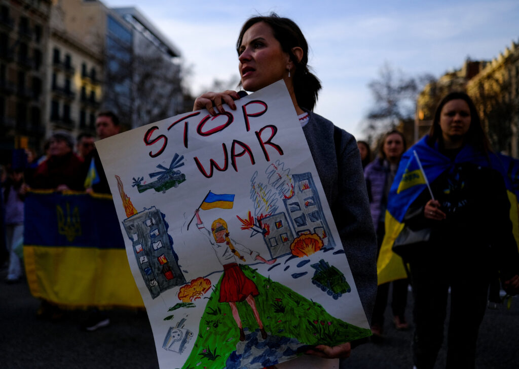 Solidarity march ahead of the fourth anniversary of Russia’s full-scale invasion of Ukraine, in Barcelona