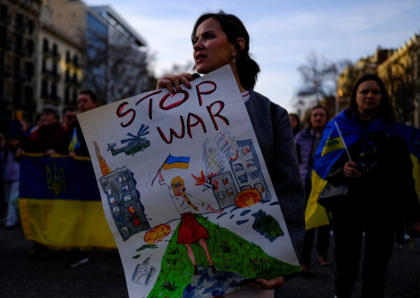 Solidarity march ahead of the fourth anniversary of Russia’s full-scale invasion of Ukraine, in Barcelona