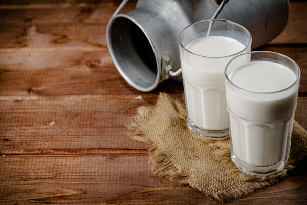 A glass of homemade village milk.