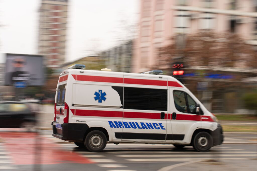 Emergency vehicle in motion