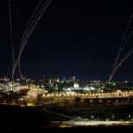 An interception attempt is made by Israel as missiles are launched from Iran, following Israeli and U.S. strikes on Iran, in Jerusalem