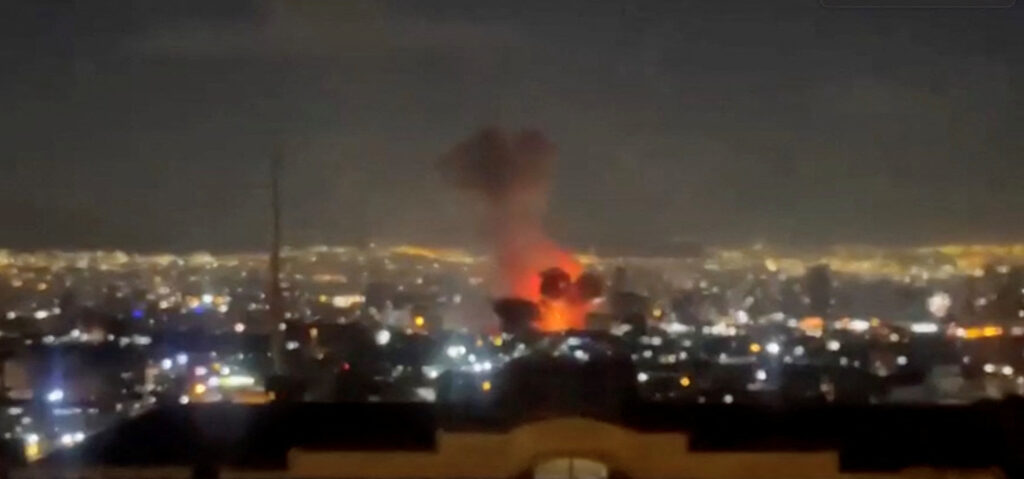 Fireball after reported strikes near the Islamic Republic of Iran Broadcasting headquarters in Tehran