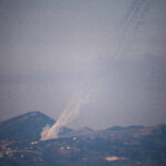 Rockets being launched from Lebanon towards Israel as it is seen from the Israeli side of the border, following an escalation between Hezbollah and Israel amid the U.S.-Israeli conflict with Iran
