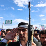 Houthi supporters demonstrate in solidarity with Iran, in Sanaa