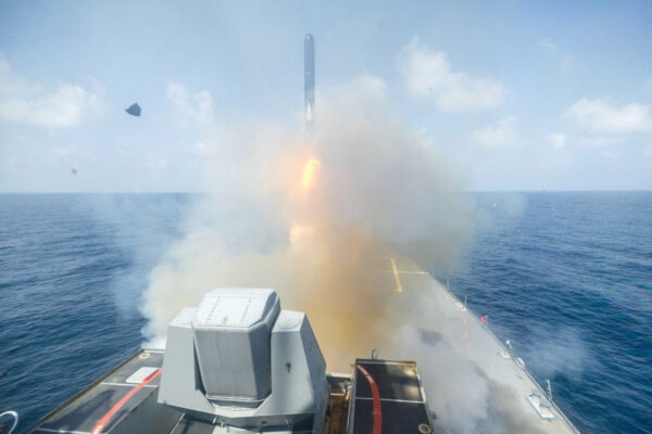 FILE PHOTO: still image released by U.S. Central Command (CENTCOM) shows a rocket launch from a ship