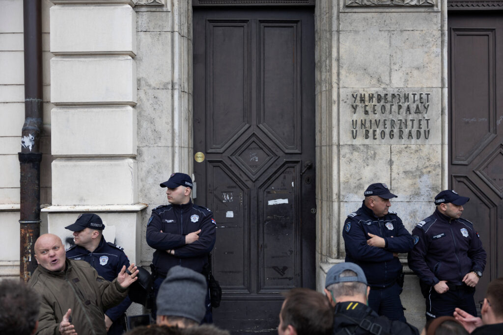 Serbian students protest police search of Belgrade University offices