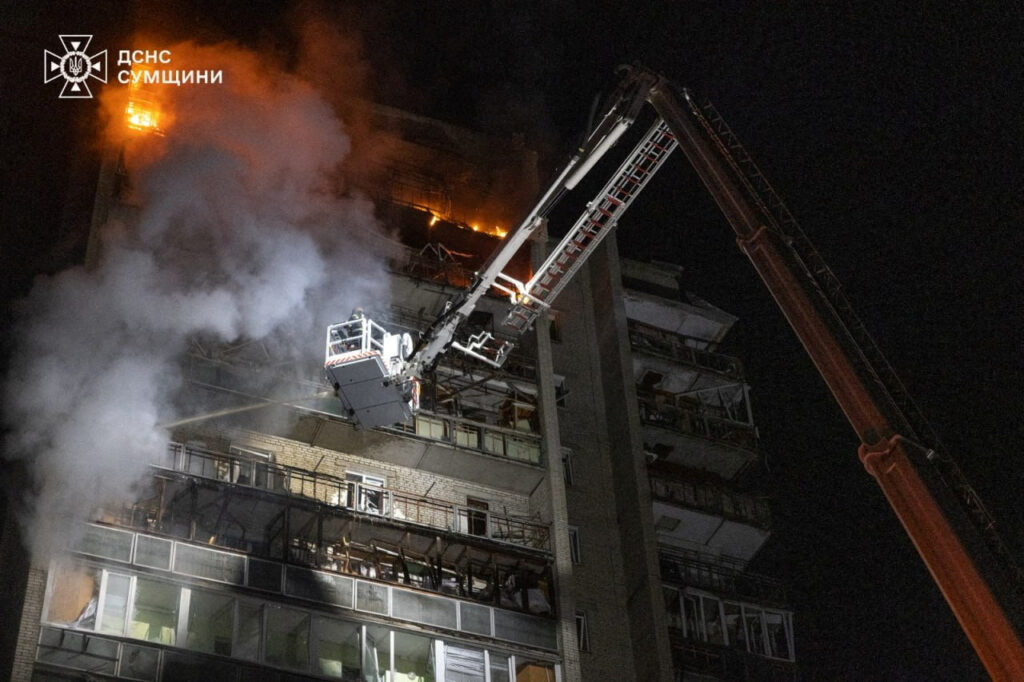 Aftermath of a Russian drone attack in Sumy