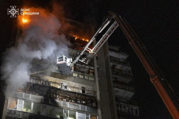 Aftermath of a Russian drone attack in Sumy