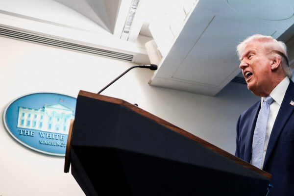 U.S. President Trump holds a press conference in the briefing room at the White House