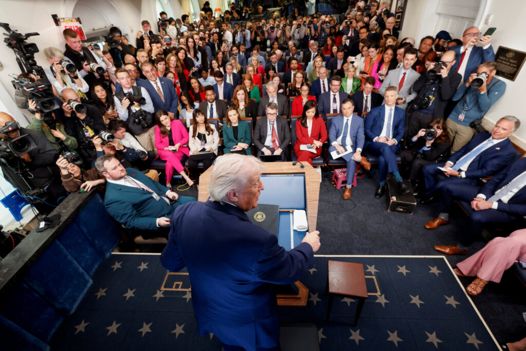 U.S. President Trump holds a press conference in the briefing room at the White House