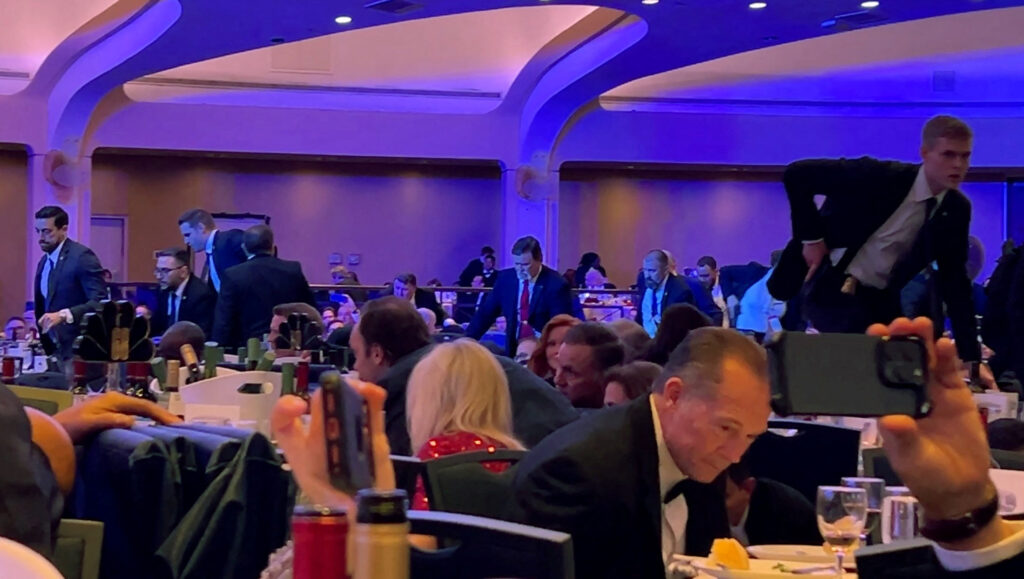 Secret Service agents enter the White House Correspondents’ Association (WHCA) dinner in Washington