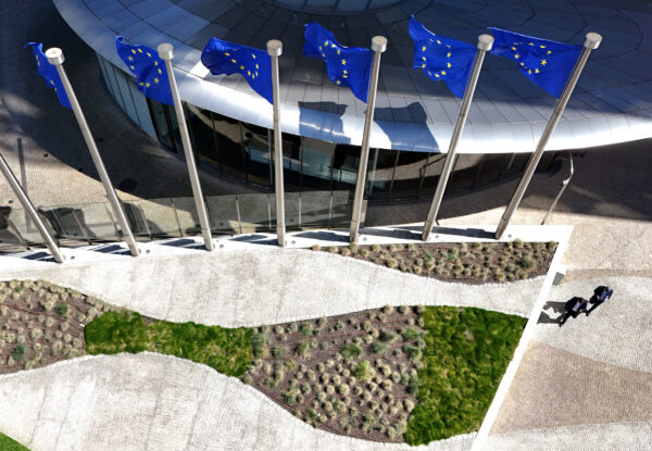 FILE PHOTO: Drone view of the European Commission headquarters in Brussels