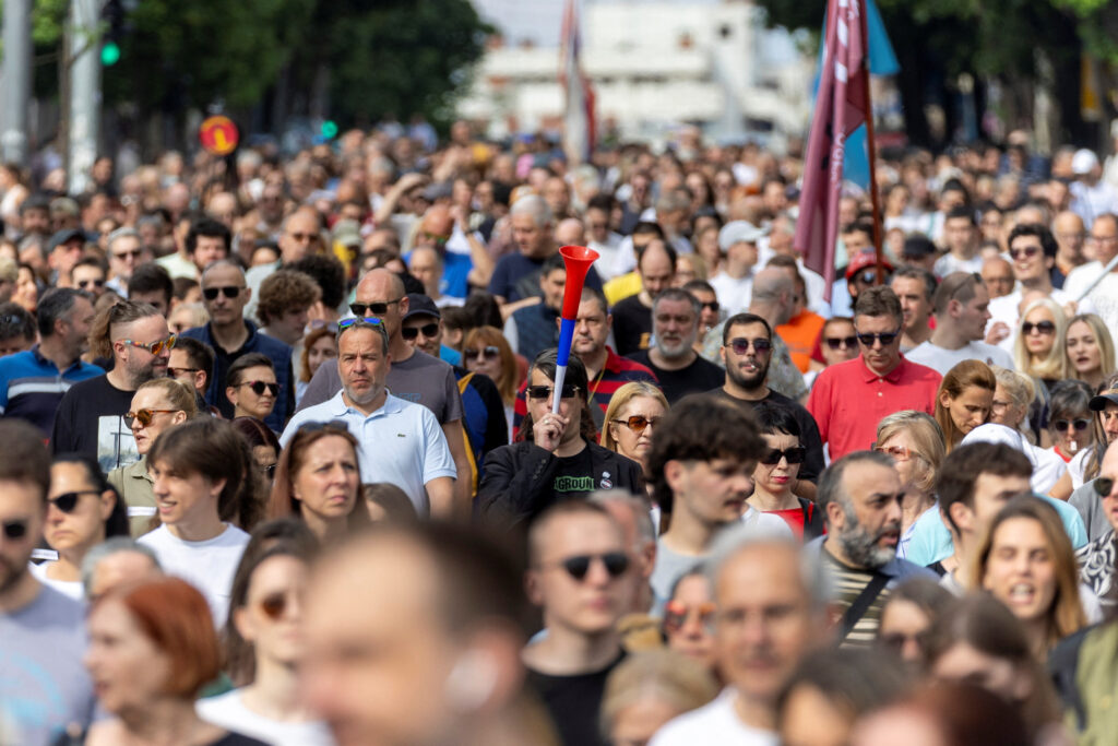 Serbian students anti-corruption rally in Belgrade