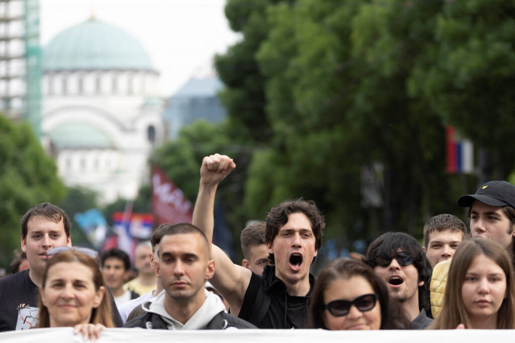 Serbian students anti-corruption rally in Belgrade
