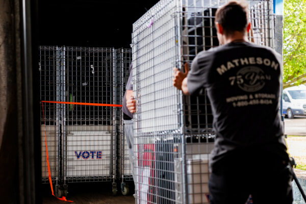 Electronic voting equipment is loaded in Doylestown