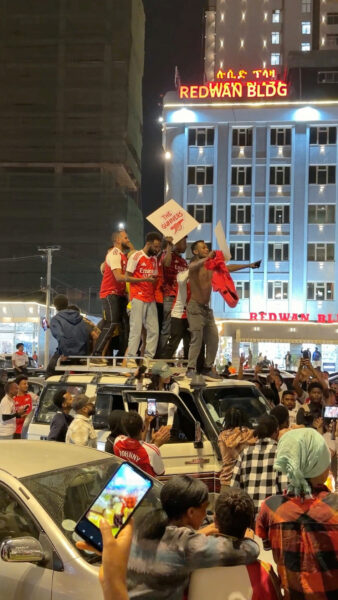 Arsenal fan celebrations in Addis Ababa