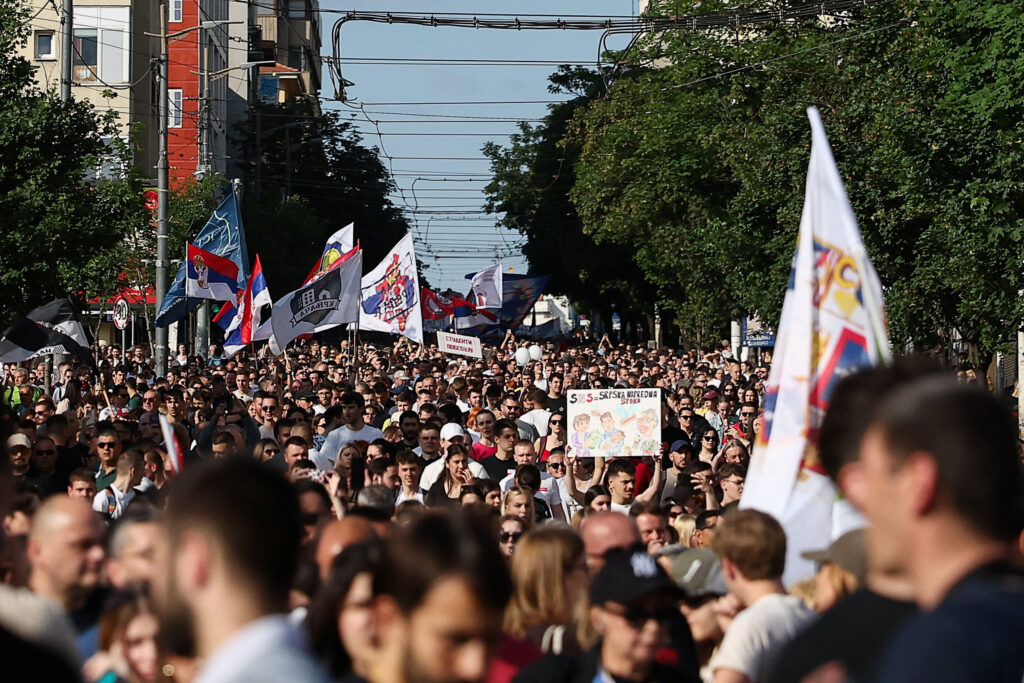 Student-led protest demanding snap parliamentary elections, in Belgrade