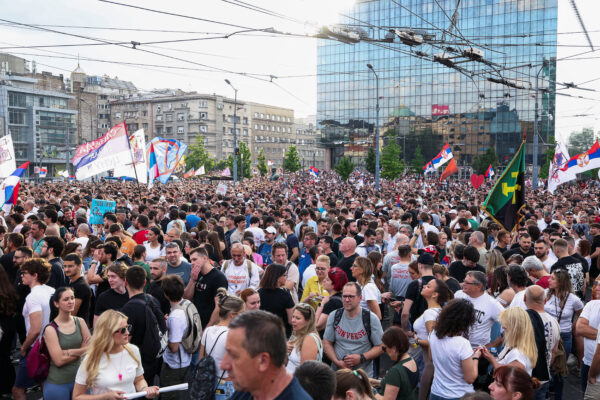 Demonstrators attend a student-led protest demanding snap parliamentary elections