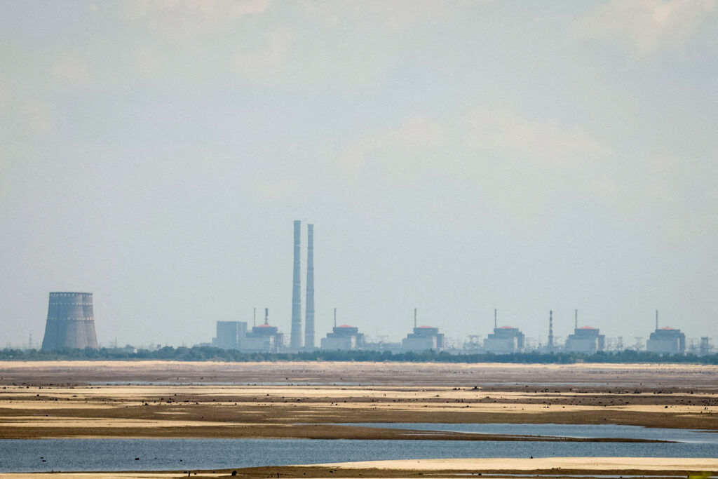 FILE PHOTO: View shows Zaporizhzhia Nuclear Power Plant from the bank of Kakhovka Reservoir in Nikopol