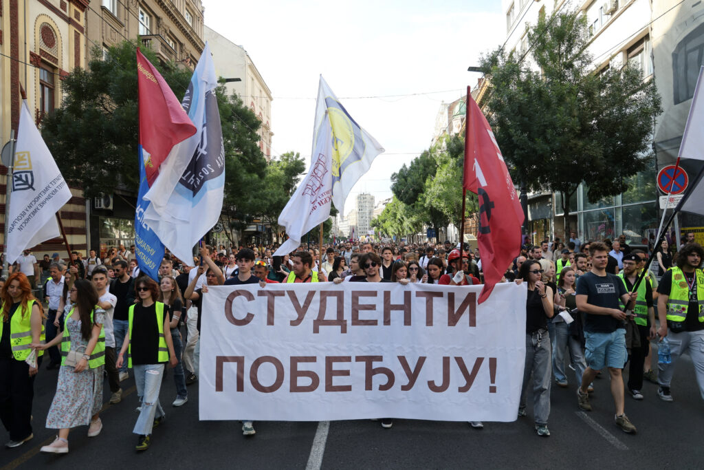 Student-led protest demanding snap parliamentary elections, in Belgrade