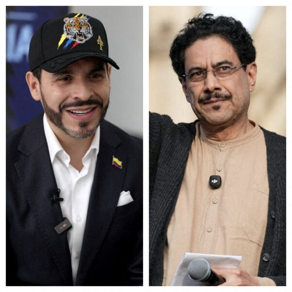 A combination picture shows Colombian lawyer and right-wing presidential candidate Abelardo de la Espriella and Colombian presidential candidate Ivan Cepeda