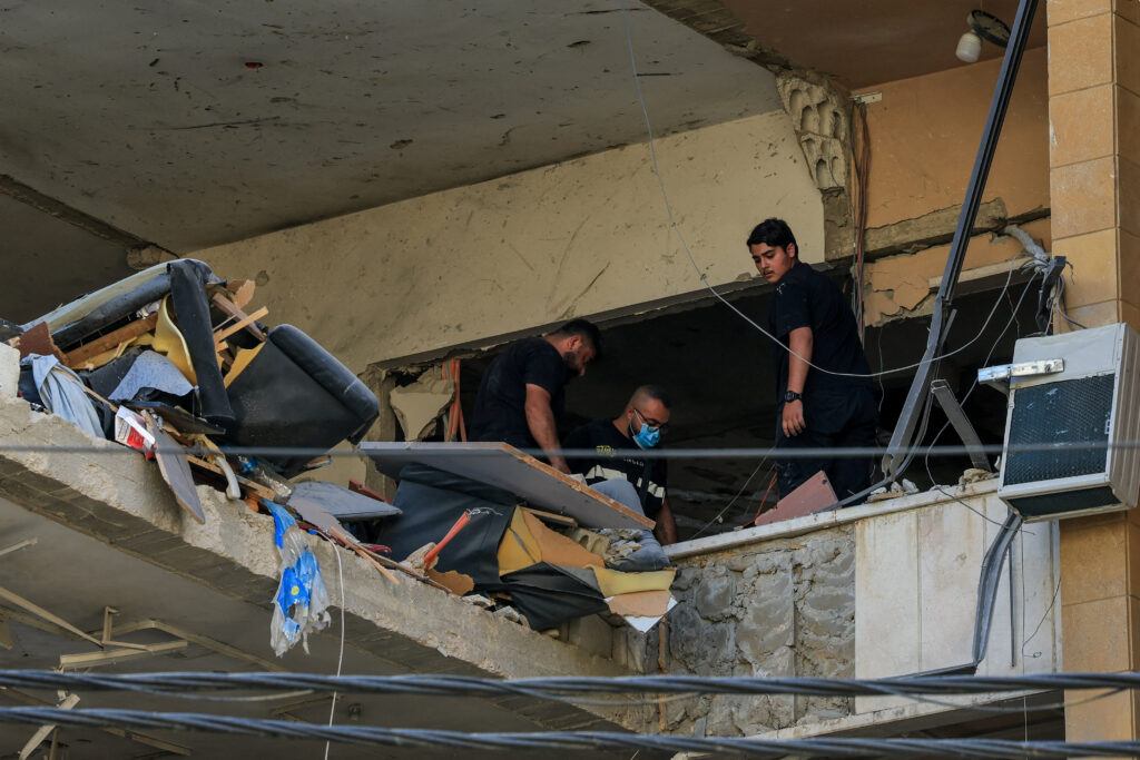 Aftermath of an Israeli strike on the southern suburbs of Beirut