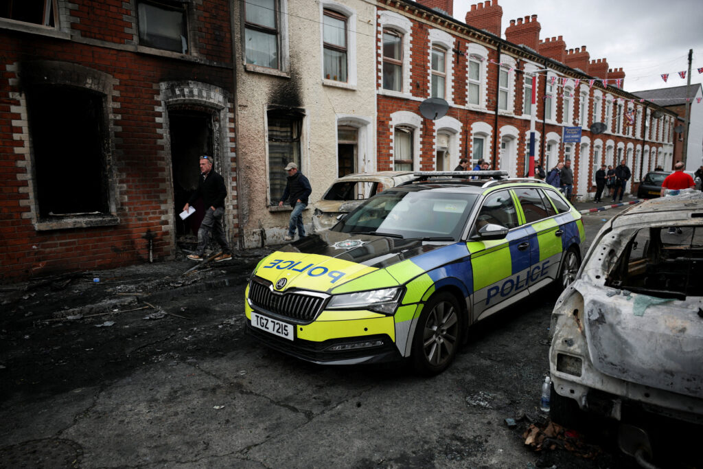 Aftermath of anti-immigrant protests after a June 8 knife attack left a man seriously injured and prompted police to declare a critical incident, in Belfast