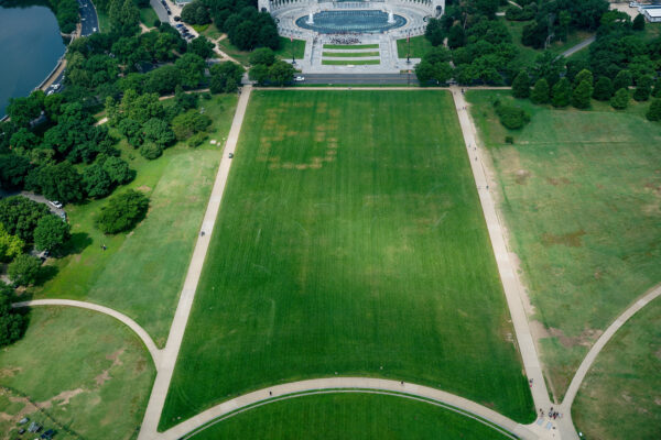 Authorities responded to what appeared to be a large tracing of the term 8647 into the grounds of the National Mall in Washington