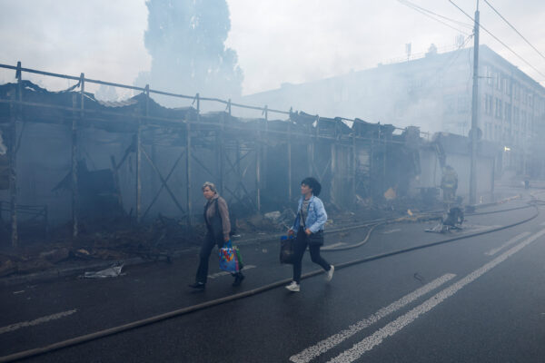 Aftermath of a Russian missile and drone attack in Kyiv