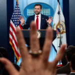 U.S. Vice President JD Vance holds a press briefing at the White House in Washington