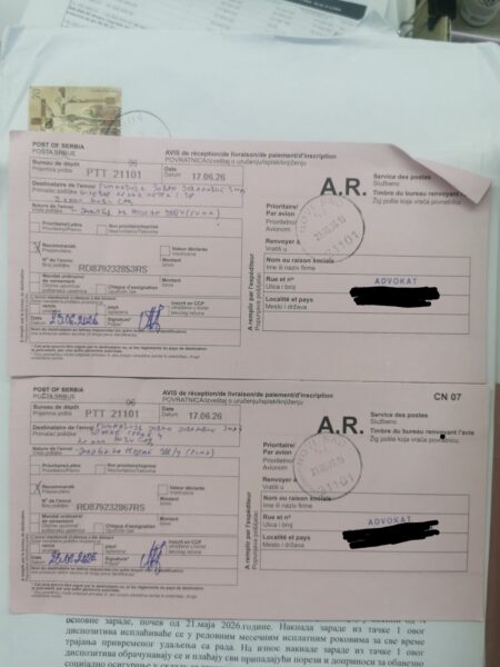 Povratnice – primljena posta od strane Jovine