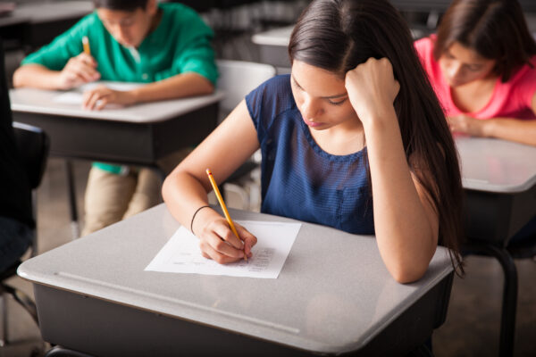 Taking a test in high school