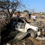 Israeli strike on a tent camp sheltering displaced people, in Khan Younis