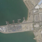 A satellite image shows damage at the control tower in the port of Chabahar