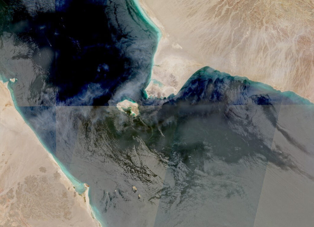 A satellite imagery shows Bab el Mandeb Strait, as Iran threatens using Yemen’s Houthi allies to shut the Bab el-Mandeb gateway to the Red Sea