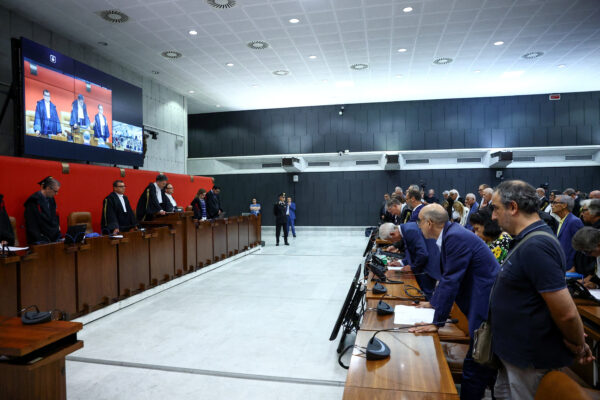 Families of the victims of the 2018 deadly collapse of the Morandi motorway bridge hold a press conference in Genoa