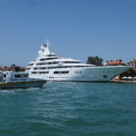 The mega-yacht belonging to Tilman J. Fertitta, the US Ambassador to Italy, has arrived in Venice