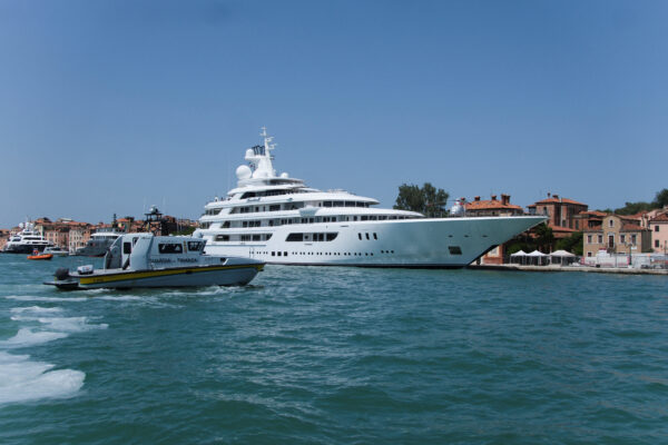 The mega-yacht belonging to Tilman J. Fertitta, the US Ambassador to Italy, has arrived in Venice