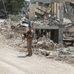 Lebanese soldiers in the town of Zawtar al-Gharbiyeh