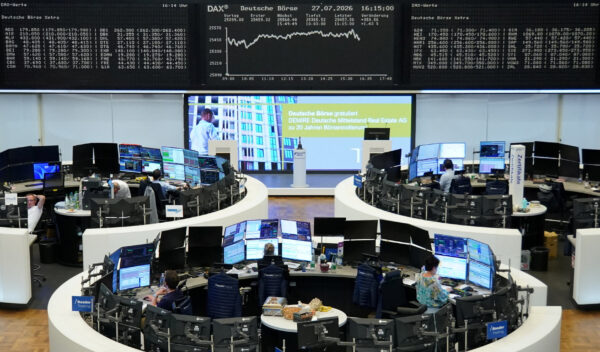 The German share price index DAX graph is pictured at the stock exchange in Frankfurt