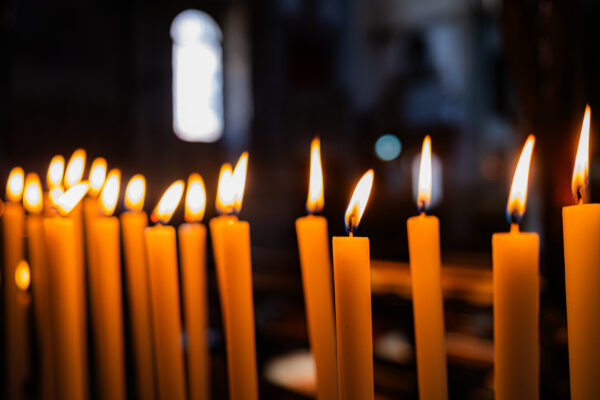 Candles Flickering in a Peaceful Church Ambiance