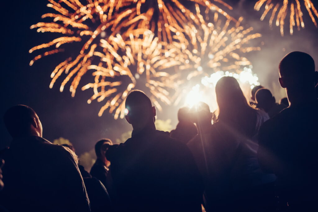 Crowd watching fireworks