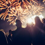 Crowd watching fireworks